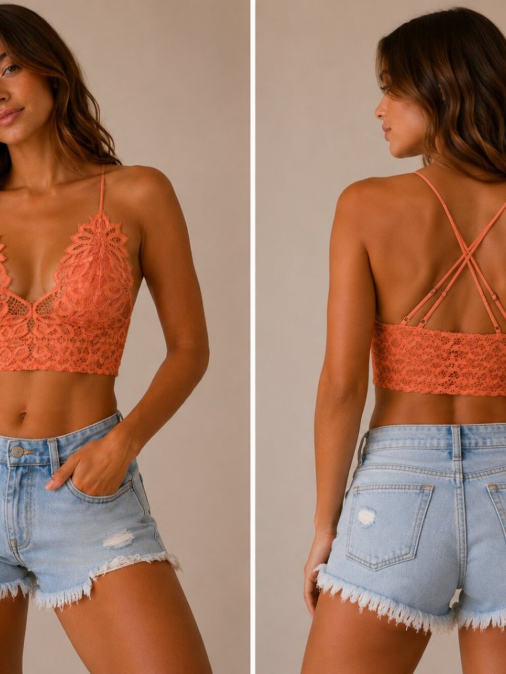 NEW PEACH LOVE LACE BRALETTE